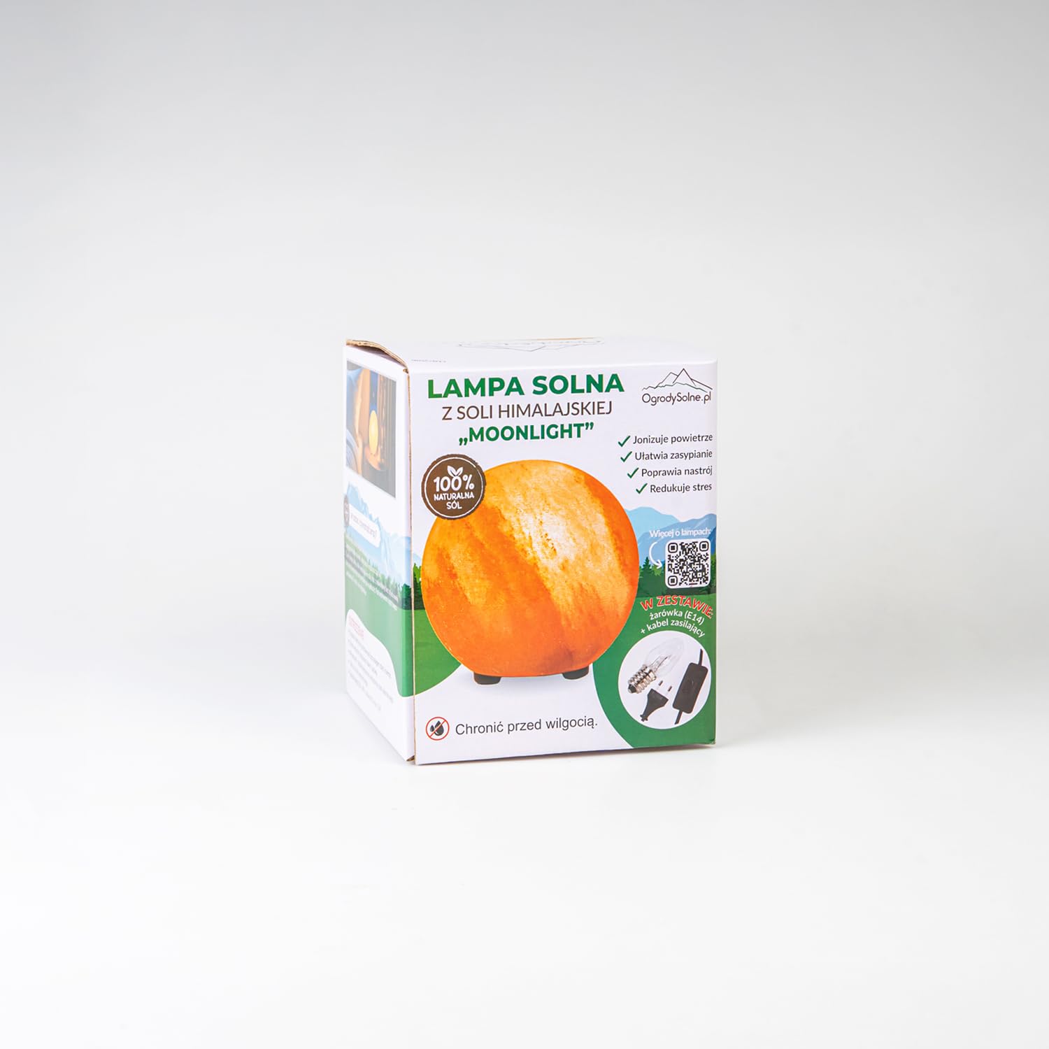 Lámpara de Sal del Himalaya “Moonlight” – Esfera de 14,5 cm, 3,9 kg – Luz Cálida y Relajante – Hecha a Mano con Base de Madera – Incluye Bombilla E14 y Cable con Interruptor – Ideal pa