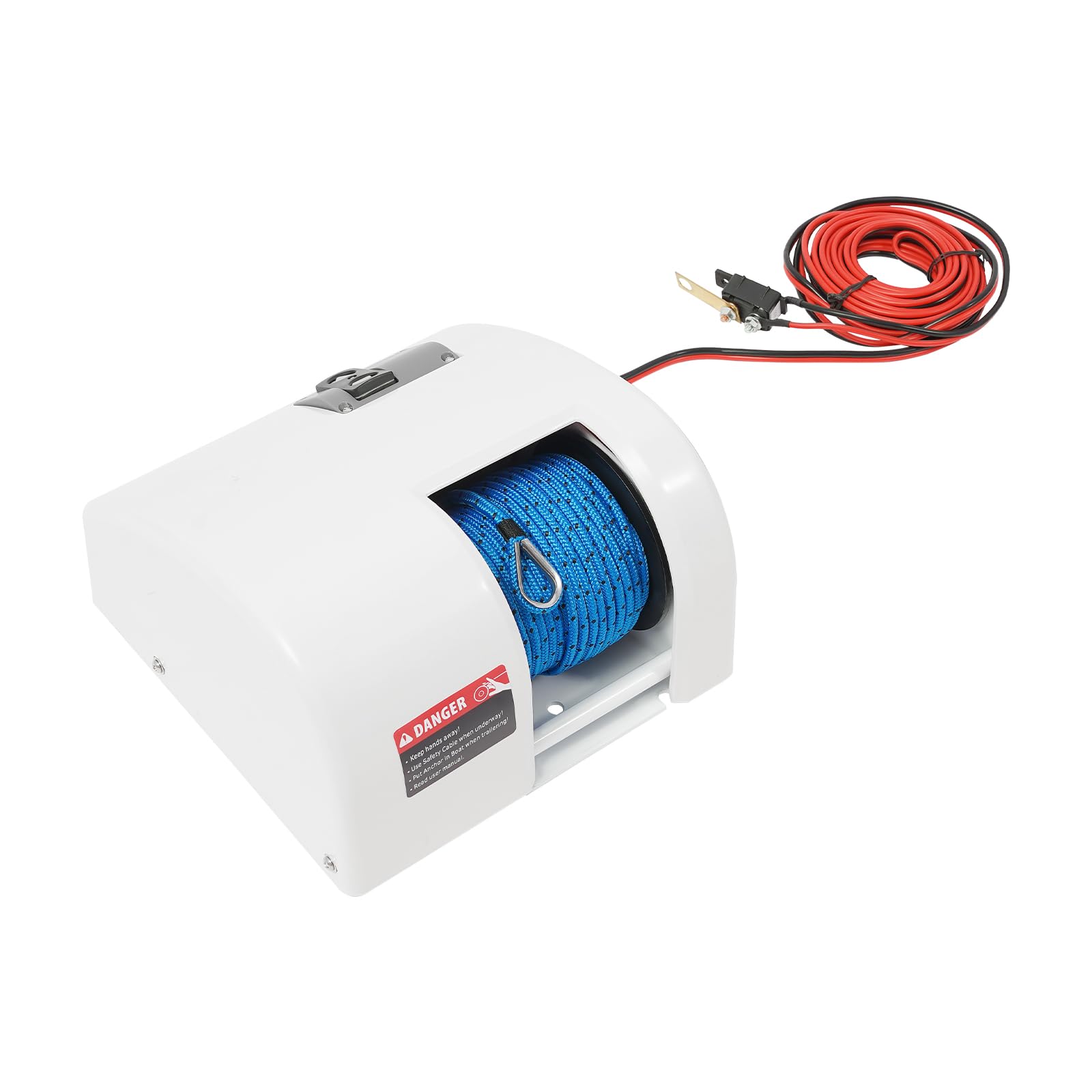 25lbs 12V Electric Anchor Winch, 98.43ft Anchor Rope Saltwater Boat Windlass Kit, Boat Anchor Wench w/Remote Control, Marine Electric Anchor Windlass, Electric Motor Towing Winches(25lbs-White)