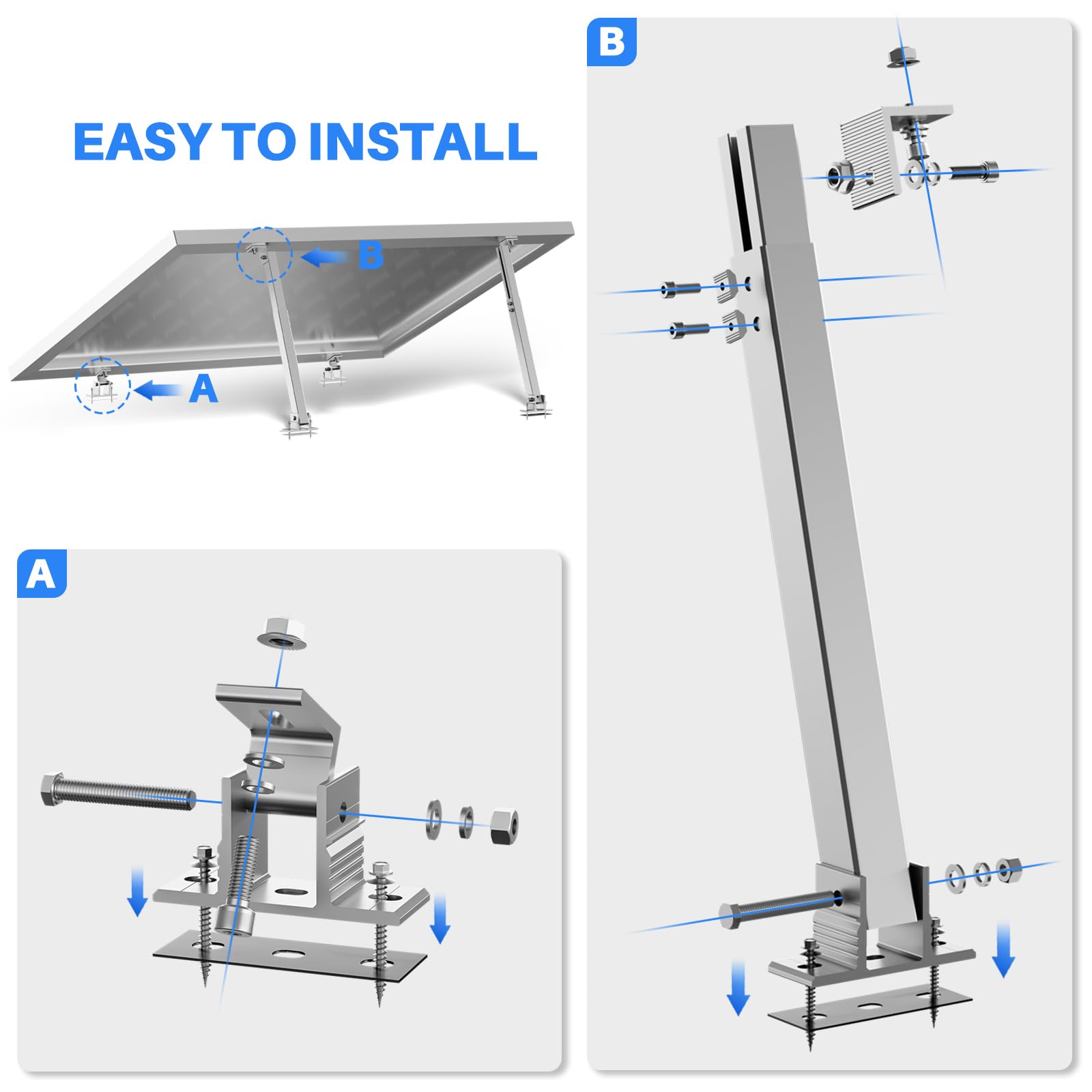 Modern Display Unit Adjustable Solar Panel Mount Brackets - Aluminum ...