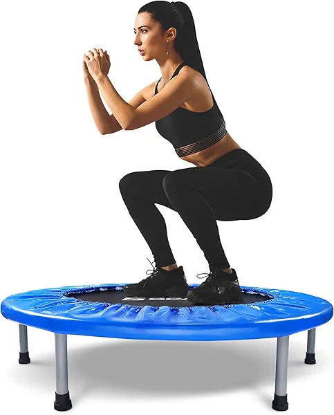 BCAN 38"/40''/48'' Foldable Mini Trampoline Fitness Trampoline with Safety Pad,Rebounder Exercise Trampoline for Adults Indoor/Garden Workout,Max Load 300lbs/440lbs 38-Blue