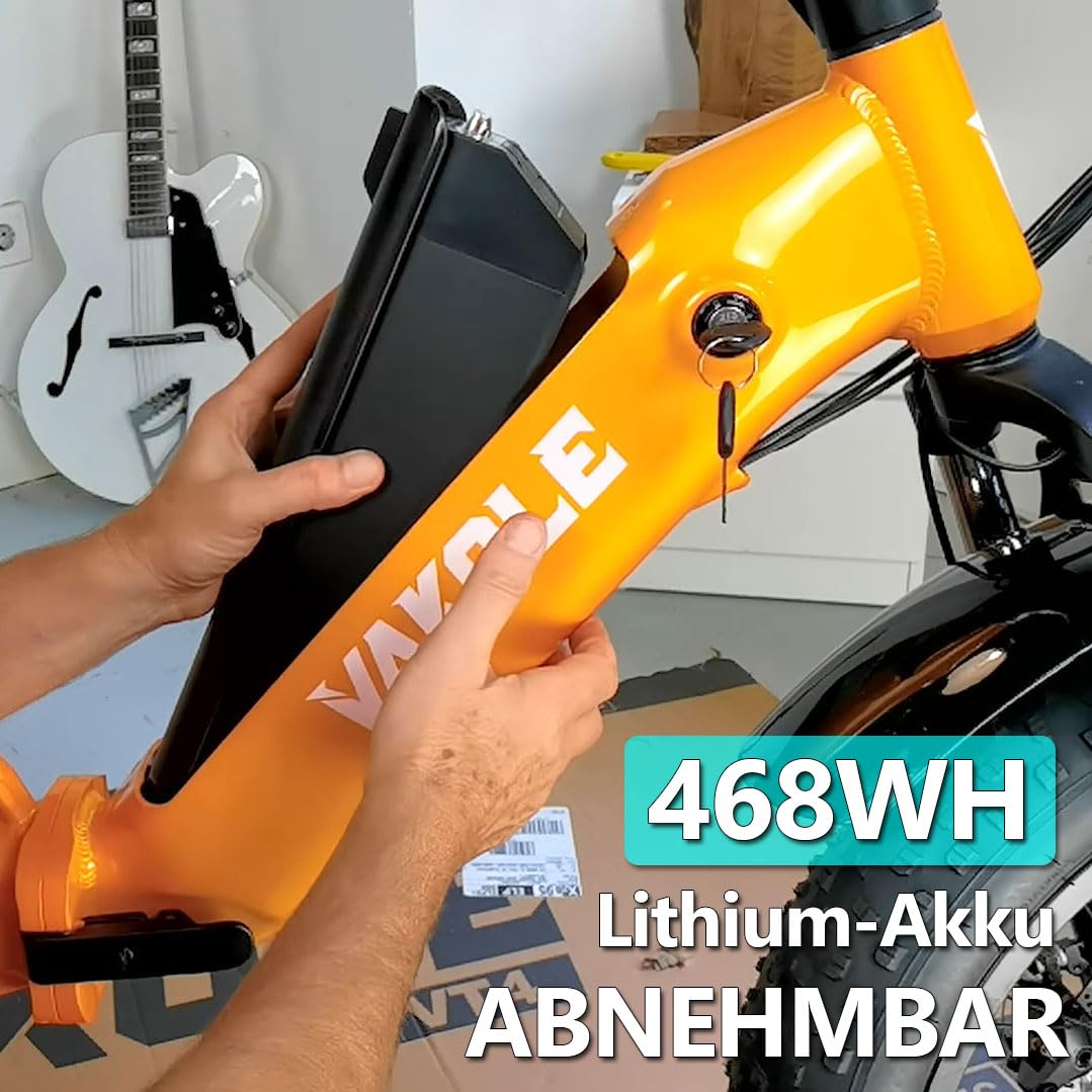 VT4 E-Bike Klapprad 20 Zoll Elektrofahrrad 36V 13Ah Akku Bis 75KM | 20x3.0 Zoll, 250W Heckmotor, 7 Gang Schaltwerk, Kompaktes Tiefeinsteiger Citybike für Damen u. Herren