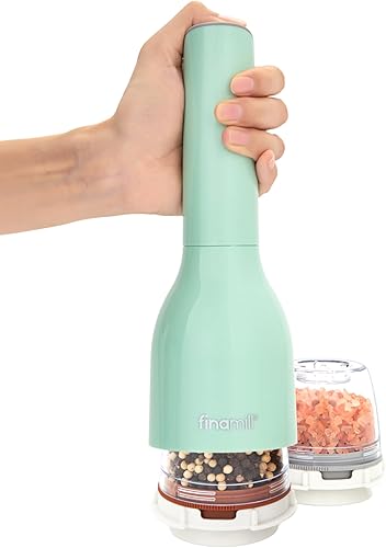 Miniatura 11 de FinaMill Molinillo de Especias Clásico a Batería – Juego de Molinillo de Sal y Pimienta Operado por Batería, Incluye 2 Cápsulas de Especias Negro