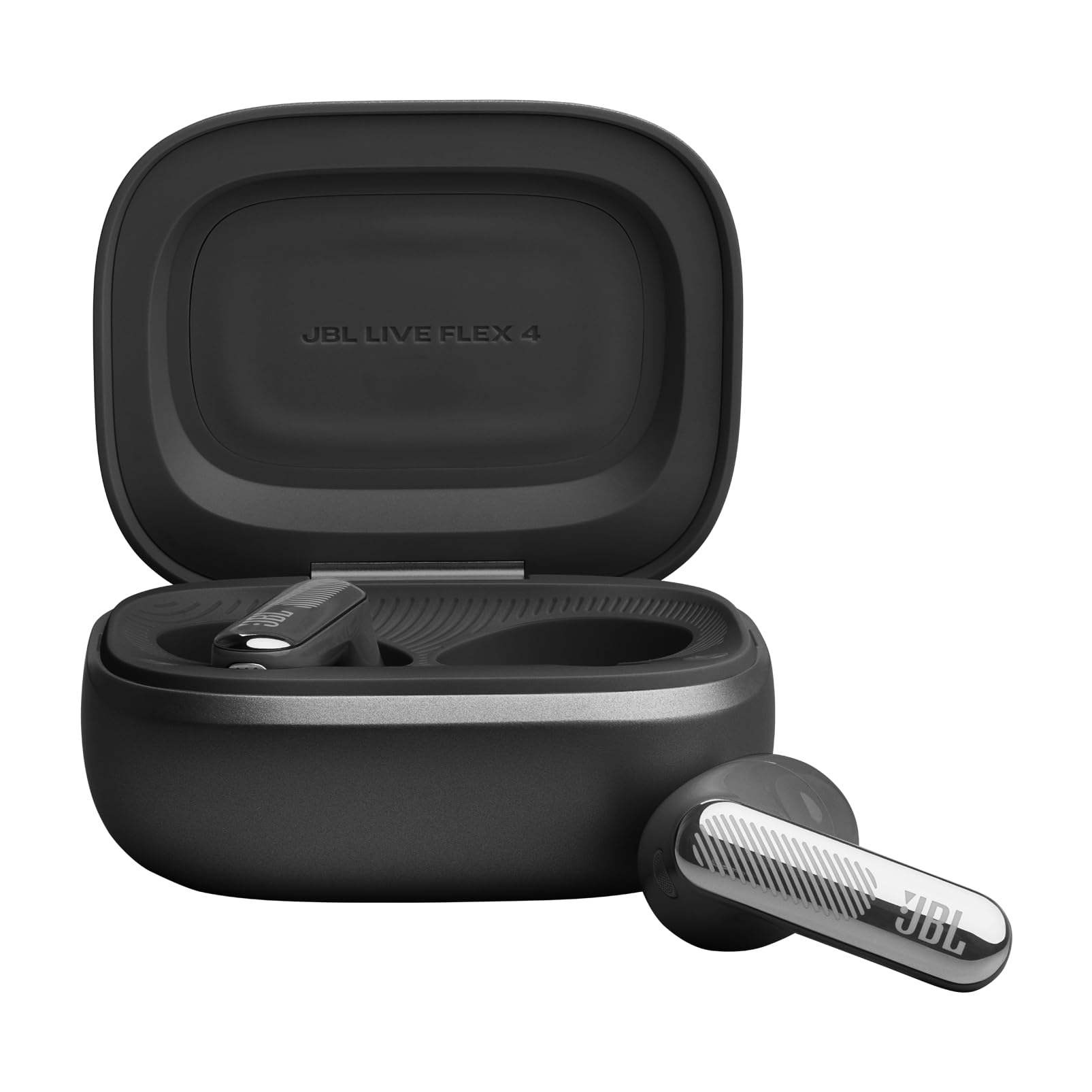 JBL Live Flex 4, Auricolari Wireless con Cancellazione Adattiva del Rumore, Bluetooth, Autonomia di 50 Ore, Impermeabilità IP54, Smart Charging Case, Nero