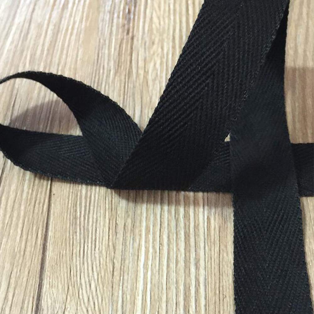 Cinta de sarga de algodón natural 50 yardas 5 pulgadas Bunting Cinta sesgada Cinta de espiga Cinta Rollo para delantal de costura de confección artesanal (negro)