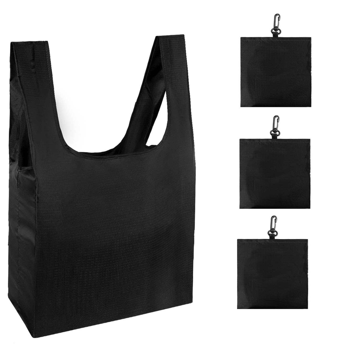 HOLYLUCK Reusable Grocery Bags,Heavy Duty Foldable Shopping Tote Bag (Extra Large, 3 Large Black)