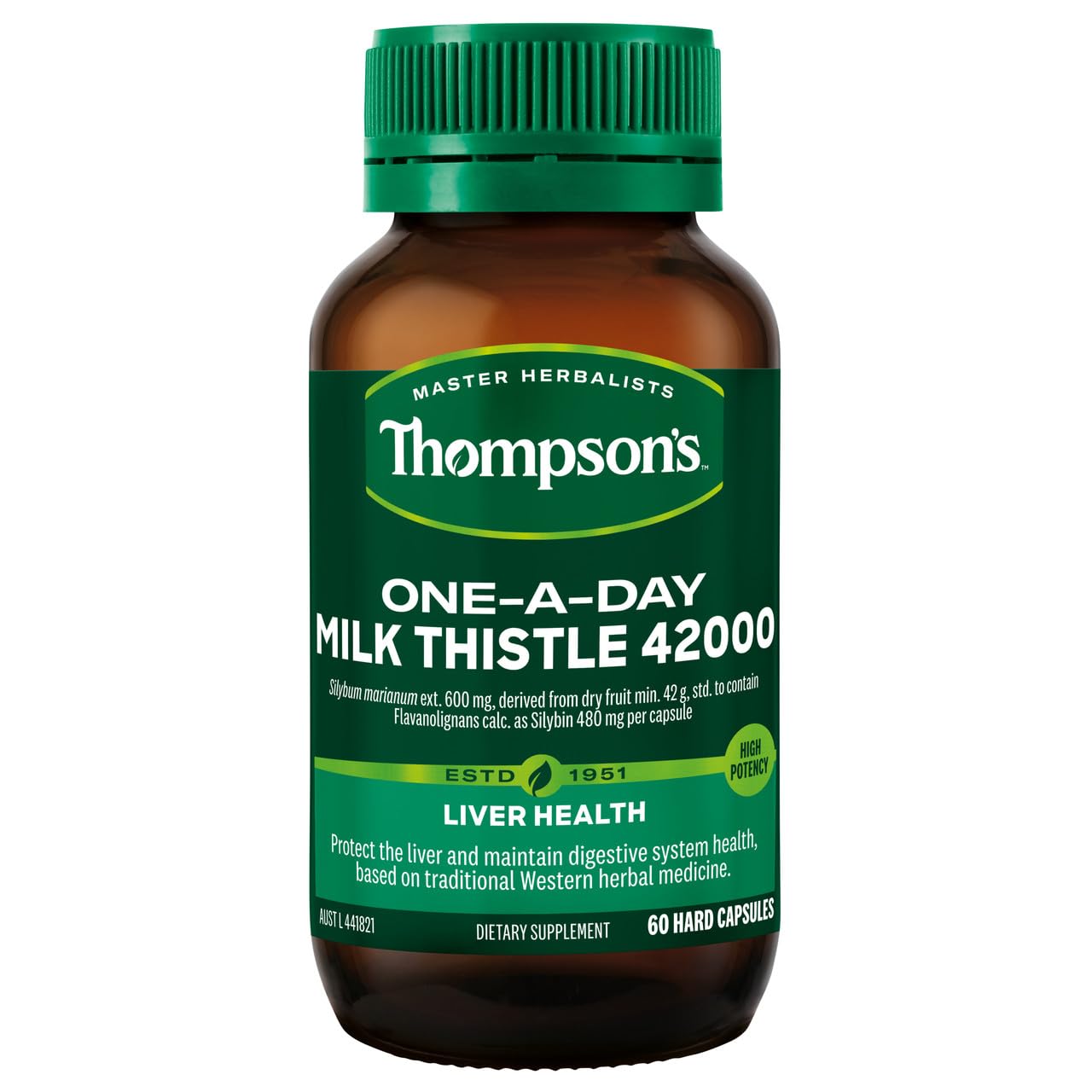 Thompsons Milk Thistle 42,000 Helps Liver Function 60 Capsules