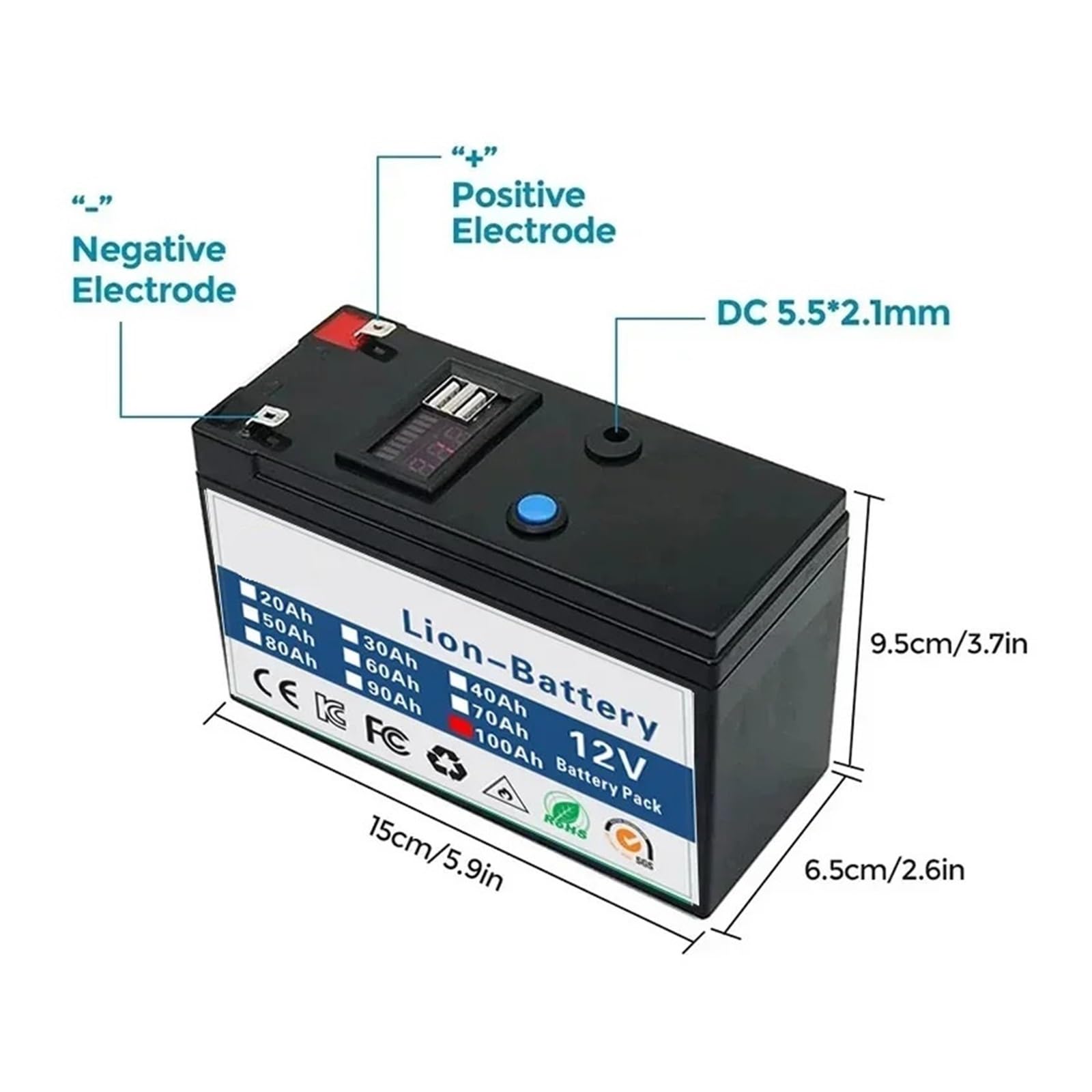 Batería De Litio De 12V 100Ah Incorporada De Alta Corriente 30A BMS | For pulverizadores vehículo eléctrico batería+cargador 12,6V(12v 80Ah)