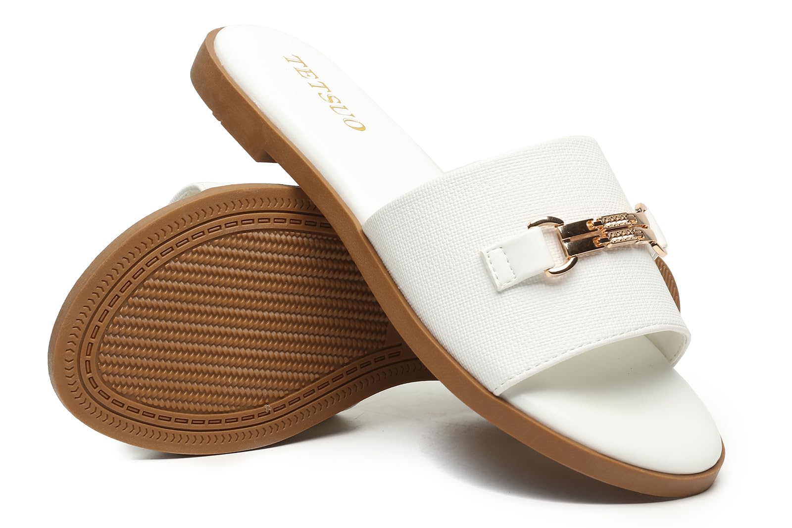 TETSUO Flat Sandals for Women 2026 Slide Sandals Summer Fashion Women Dressy Slip on Shoes for Party Wedding Vacation Beach Walking Square Open Toe