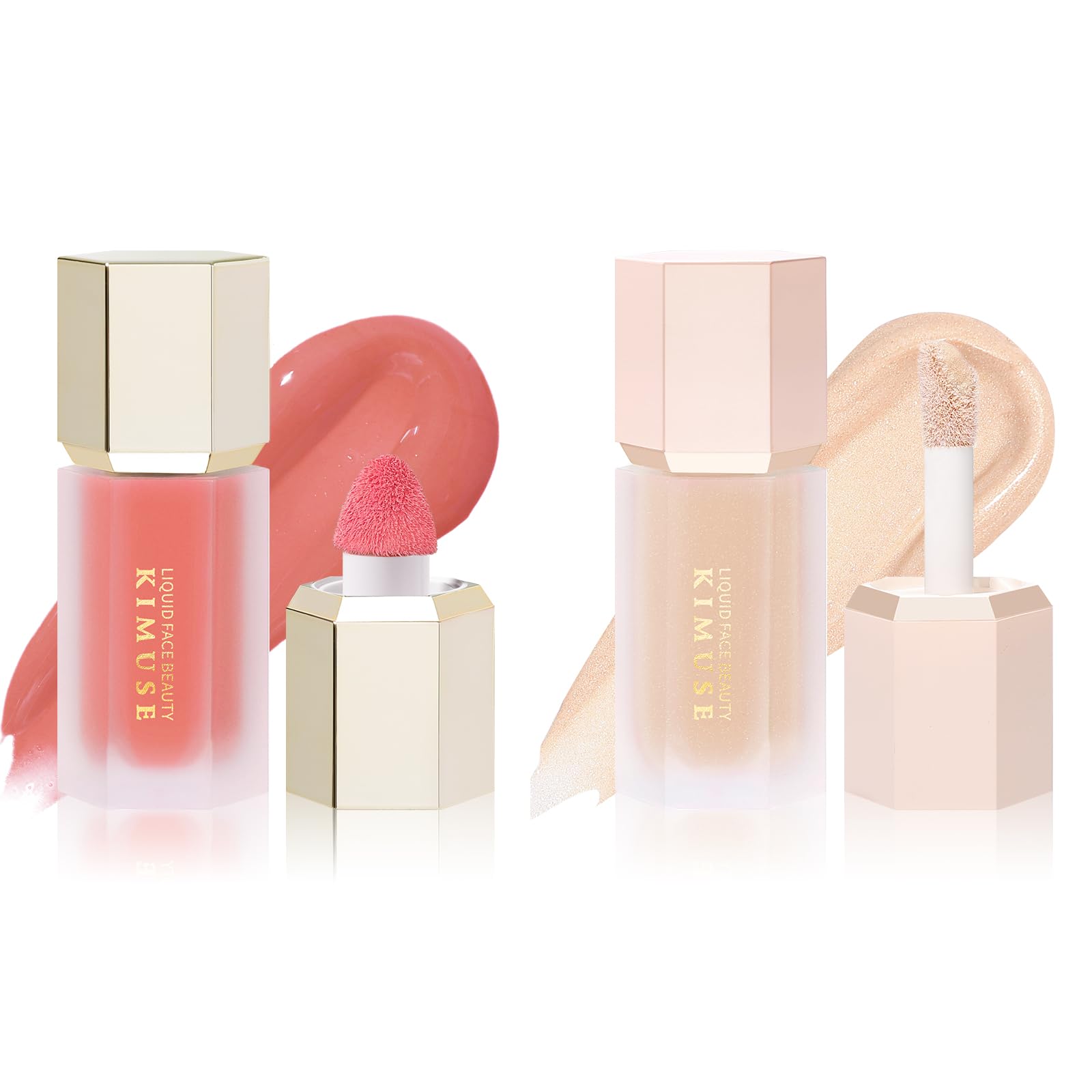KIMUSE Soft Cream Blush for Cheeks & Natural Glow Liquid Filter, Weightless, Long-Wearing, Smudge Proof, Natural-Looking, Dewy Finish