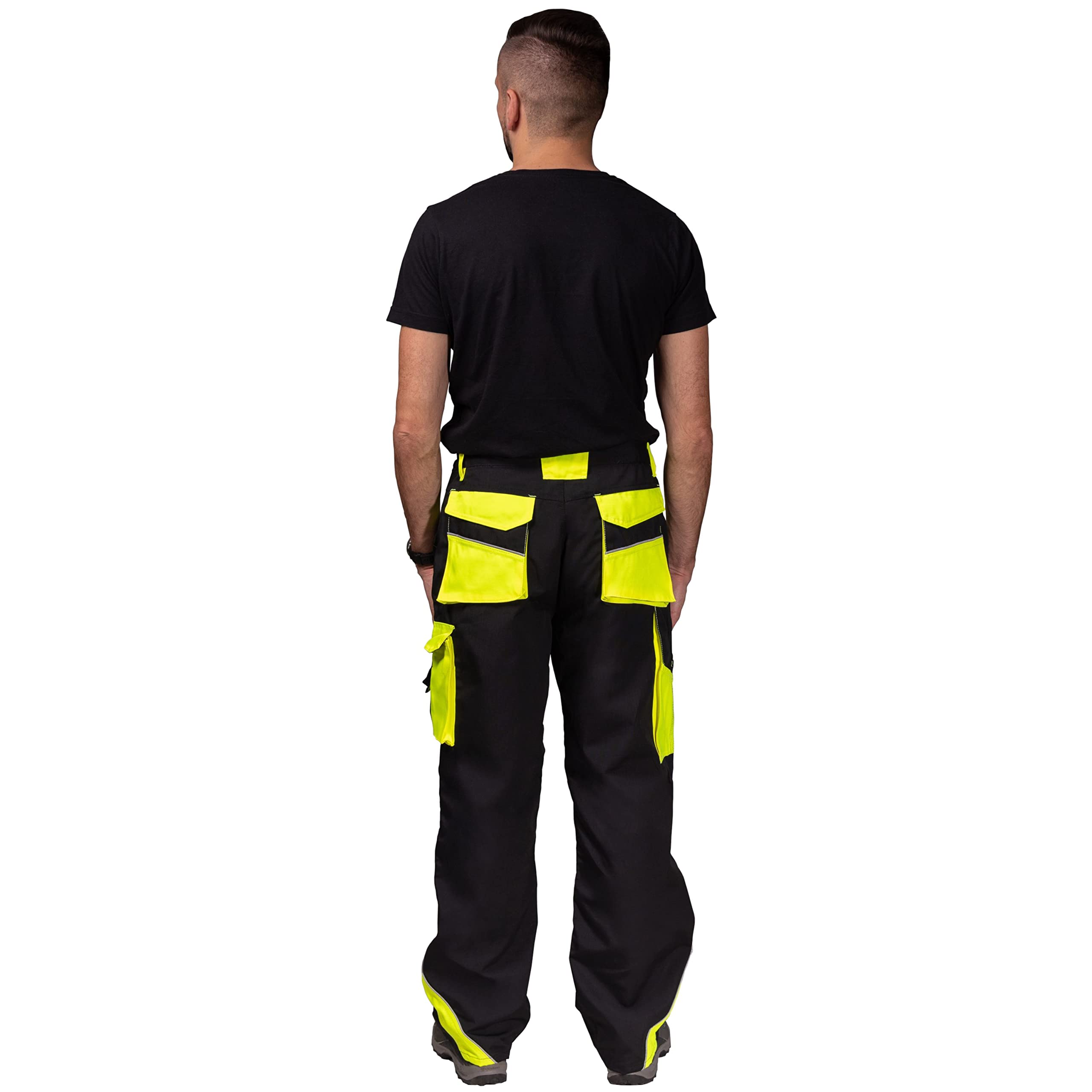 Kombinezony ogrodniczki ogrodniczki męskie Hi Vis odblaskowe spodnie z ochraniaczami na kolana kurtka dostępne idealne do pracy mechanika podłogi Trades