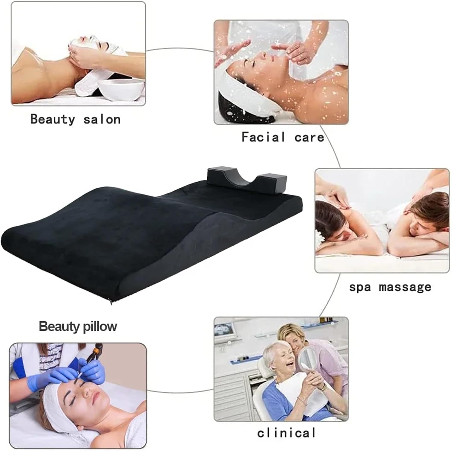 Lettino Estetista, Topper per Lettino da Massaggio, Materasso Ergonomico e Curvo per Extension Ciglia, Fodera Sfoderabile, Memory Foam, per Centri di Extension Ciglia, 180 * 70cm-Black