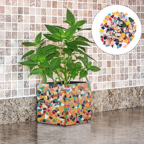 Artibetter Fliesenbruch Mosaikfliesen Keramik Unregelmäßig Mosaikstein Bunt Mosaikstücke für DIY Basteln Wand Blumentopf Vasen Bilderrahmen Spiegel Deko 200g Bunt Mosaik Glassteine