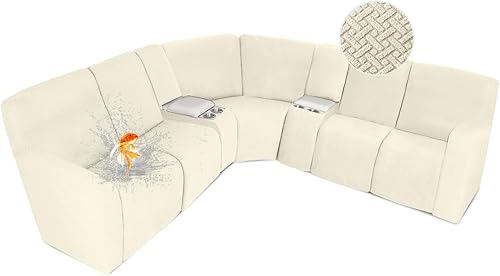 Miniatura 87 de ALIECOM Fundas 100% impermeables para sofá seccional reclinable en forma de L, funda elástica para sofá seccional reclinable de esquina, protector