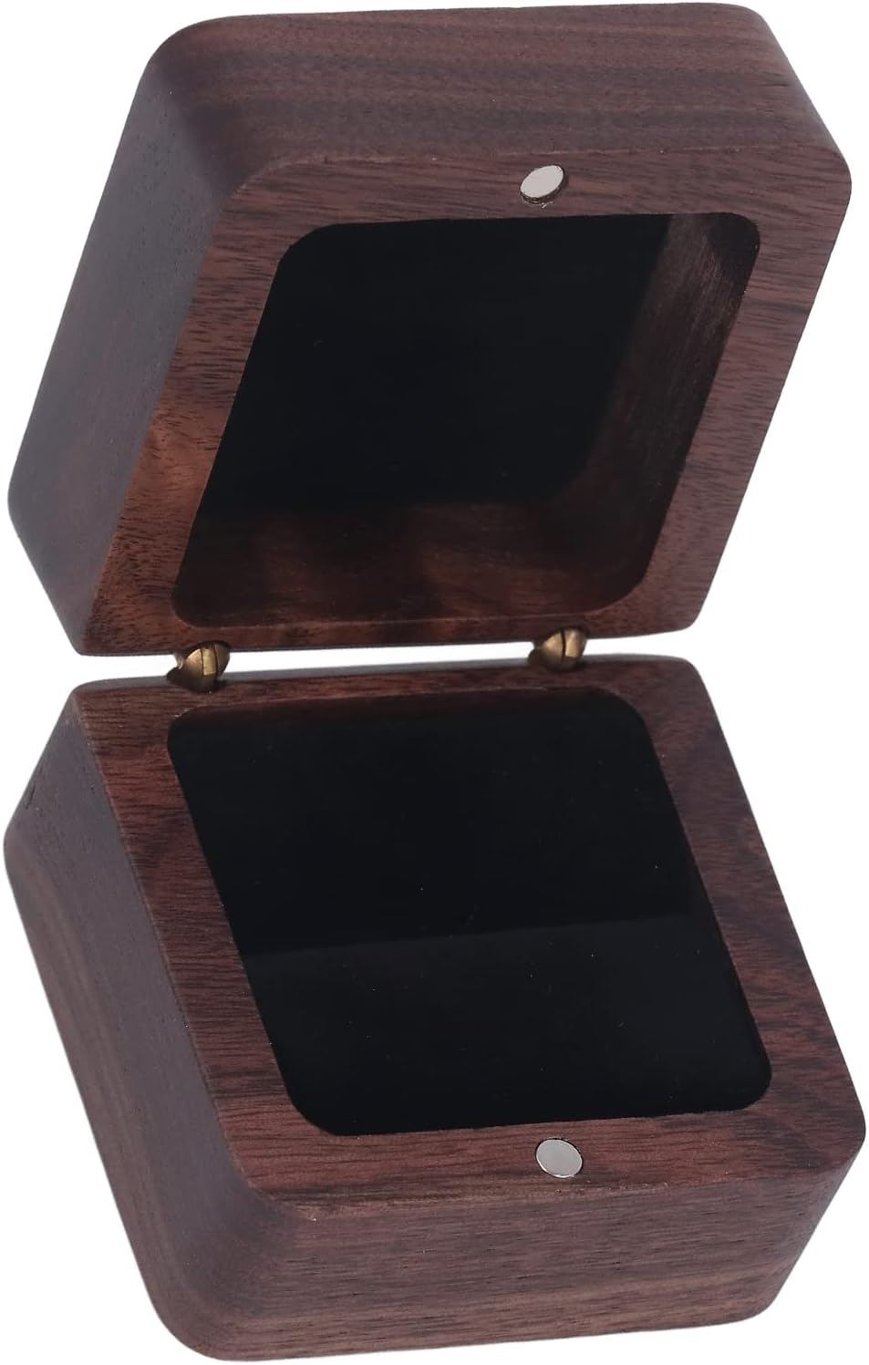 Allure - Caja De Anillo De Lujo Con Luz LED, Auténtica Madera De Caoba