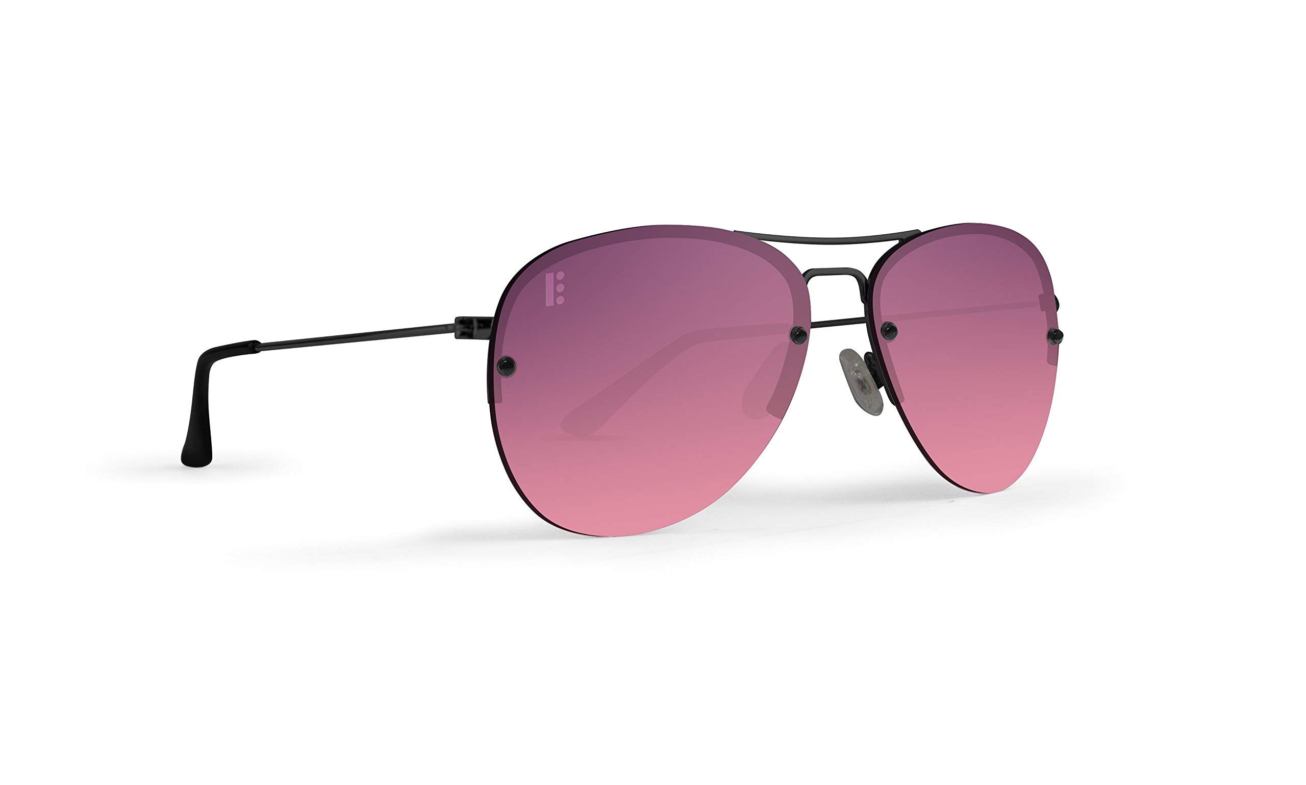 Epoch Emerson Aviator Sunglasses Black Frame with Pink Gradient Lens with case