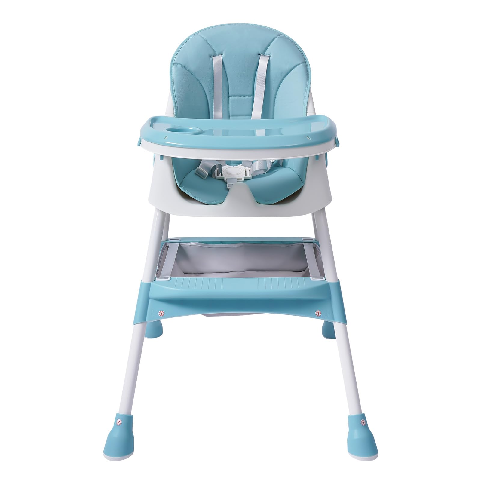 6 in1 Baby Hochstuhl, Kinderhochstuhl, Verstellbar Klappbar Hochstuhl Baby mit Fußstütze, Sicherheitsgurte,Doppeltablett, Hochstuhl für Jungen und Mädchen ab 6 Monaten (grüner)