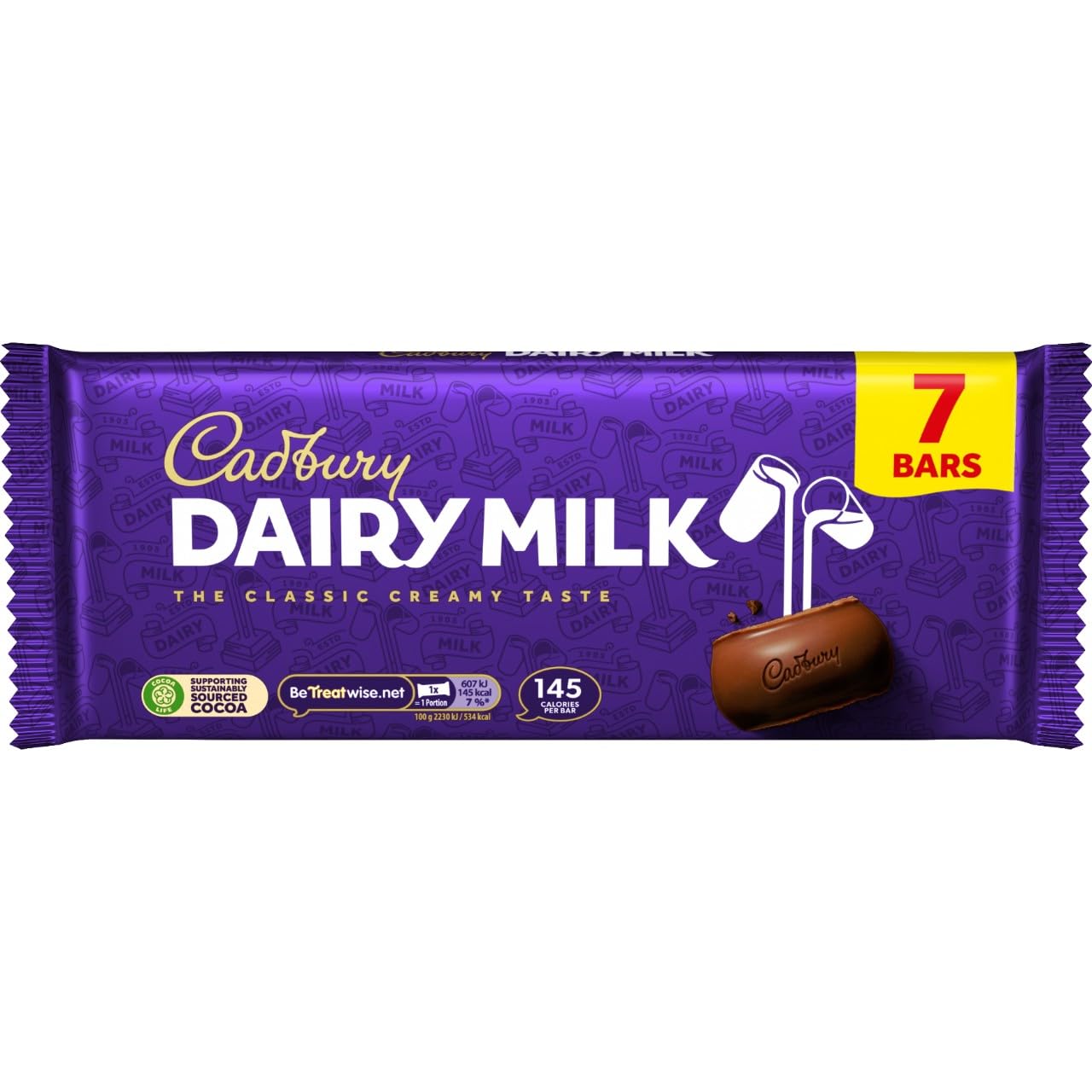 Cadbury Dairy Milk Chocolate Bars, Classic Creamy Taste, Multipack of Single Bars 27.2 g (Pack of 7)