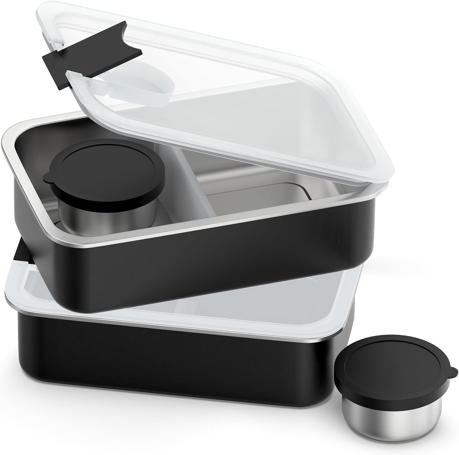 Stainless Steel Bento Lunch Box for Adult Kids, 2 Pack 33oz Leak-Proof Lunch Box Containers, Microwave-Safe, with Adjustable Divider, Convenient Metal Lunchbox for School, Travel