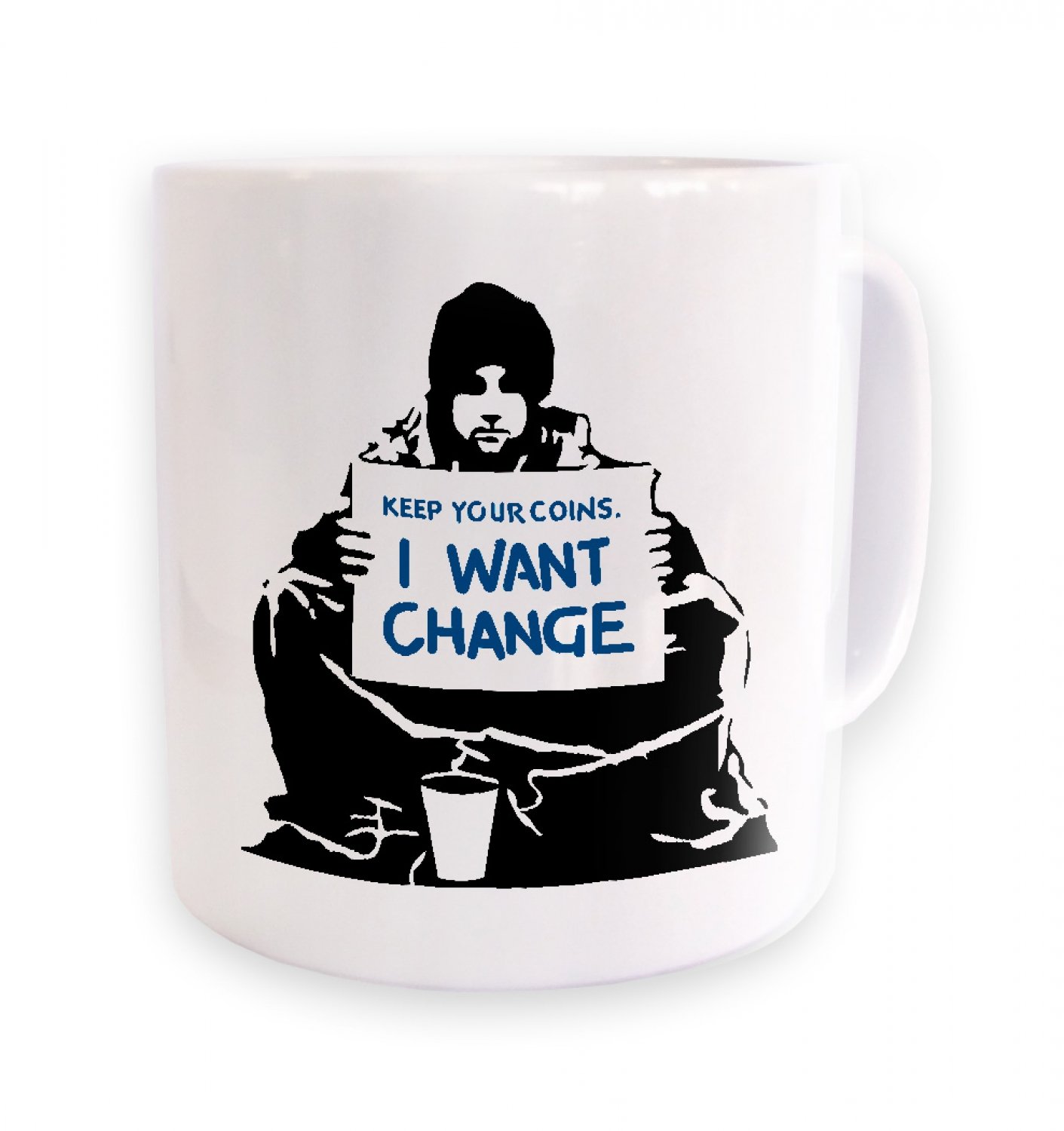 Banksy By Big Mouth White Banksy Keep Your Coins, I Want Change Mug