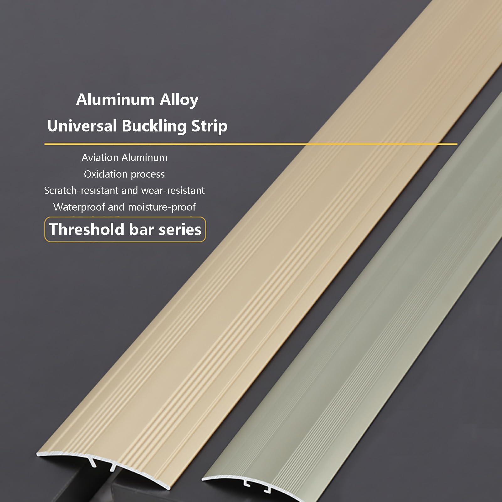 Profil przejściowy do podłóg dywanowych, do wysokości progowej poniżej 5 mm, zaokrąglona krawędź ze stopu aluminium, długość 90 cm, szerokość 50 mm, tytan, 18 sztuk