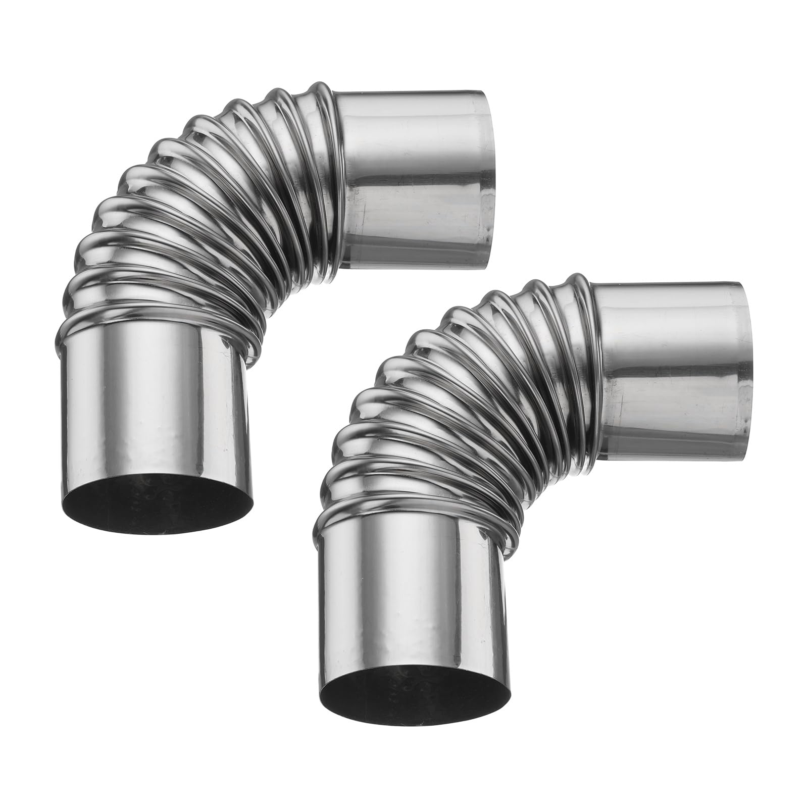 PATIKIL 50mm 90 Degree Stove Pipe, 2pcs Stainless Steel Tent Elbow Stove Chimney Pipe Flue Extension with Aluminum Foil Tape for Camping Stove Vent Water Heater Smoke Exhaust