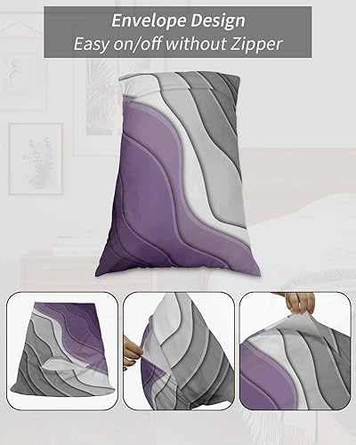 Miniatura 7 de Funda de almohada de cuerpo morado degradado, fundas de almohada suaves decorativas de lujo para sofá sofá largo lumbar con cierre de sobre,
