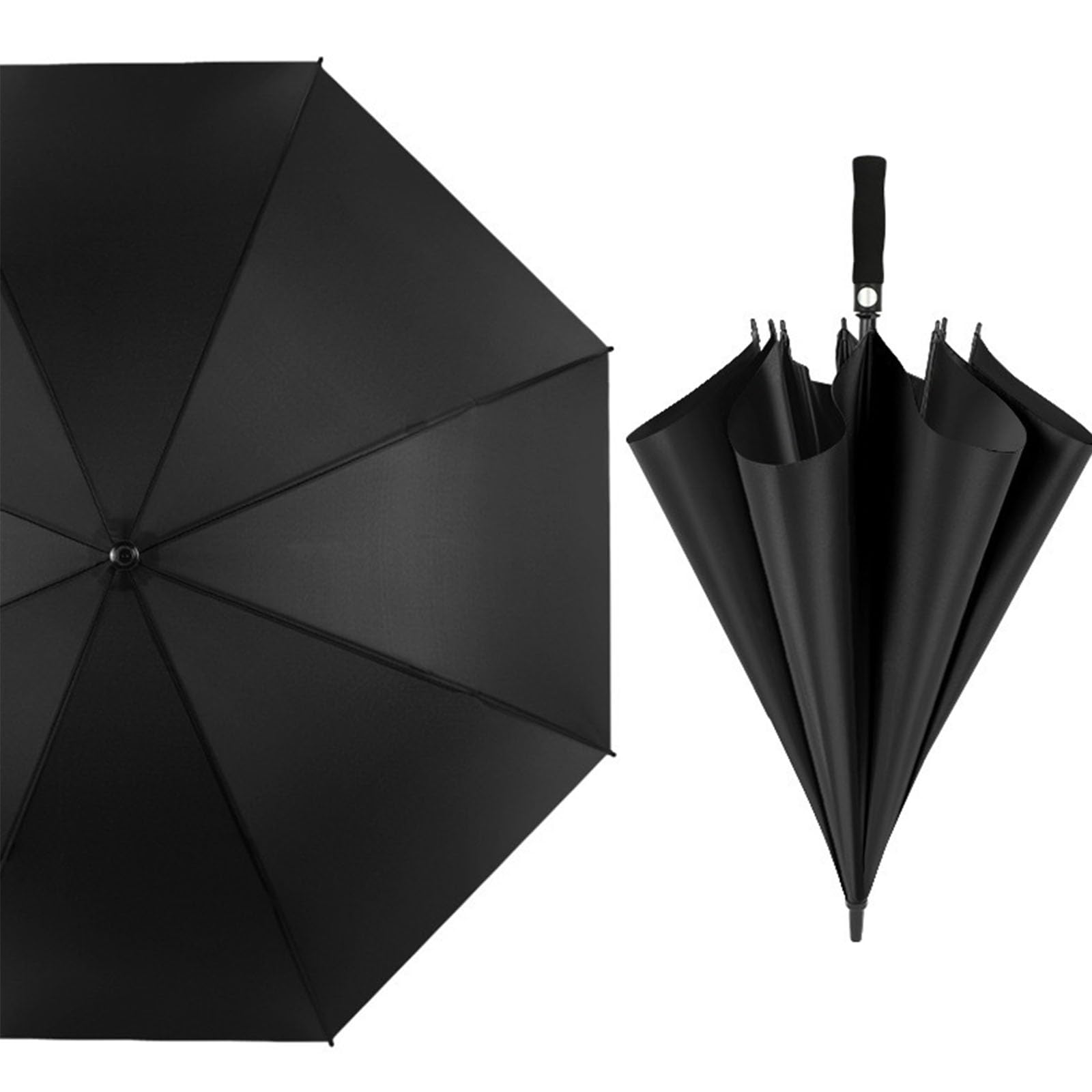 Parasol golfowy, parasol, mocny i przeciwburzowy, kolumna środkowa z włókna kompozytowego, dwuwarstwowy automatyczny parasol biznesowy (black)