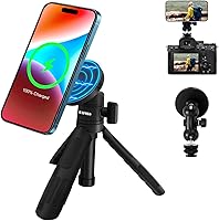 Vista 1 de HA-W08 magnético selfie stick trípode de carga inalámbrica magnético soporte de carga inalámbrica de escritorio Smartphone extensión trípode