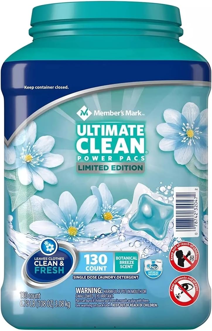 Member's Mark Power Pacs Laundry Detergent, Botanical Breeze (130 Count) Health