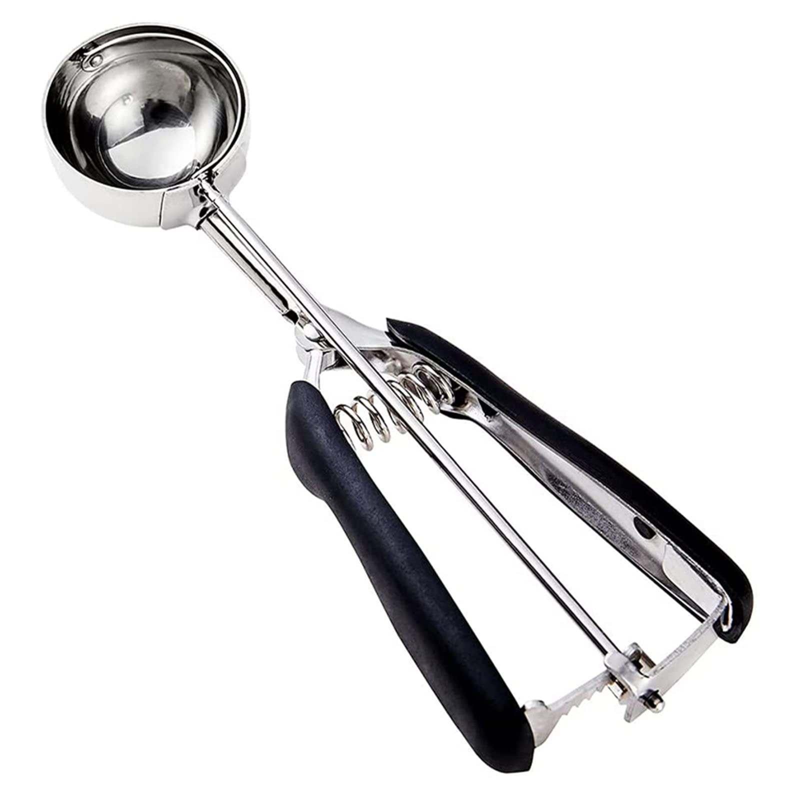 JINGYAN Cuillères à glace Stainless Steel Ice Cream Spoon Antiskid Rubber Handle(Black)