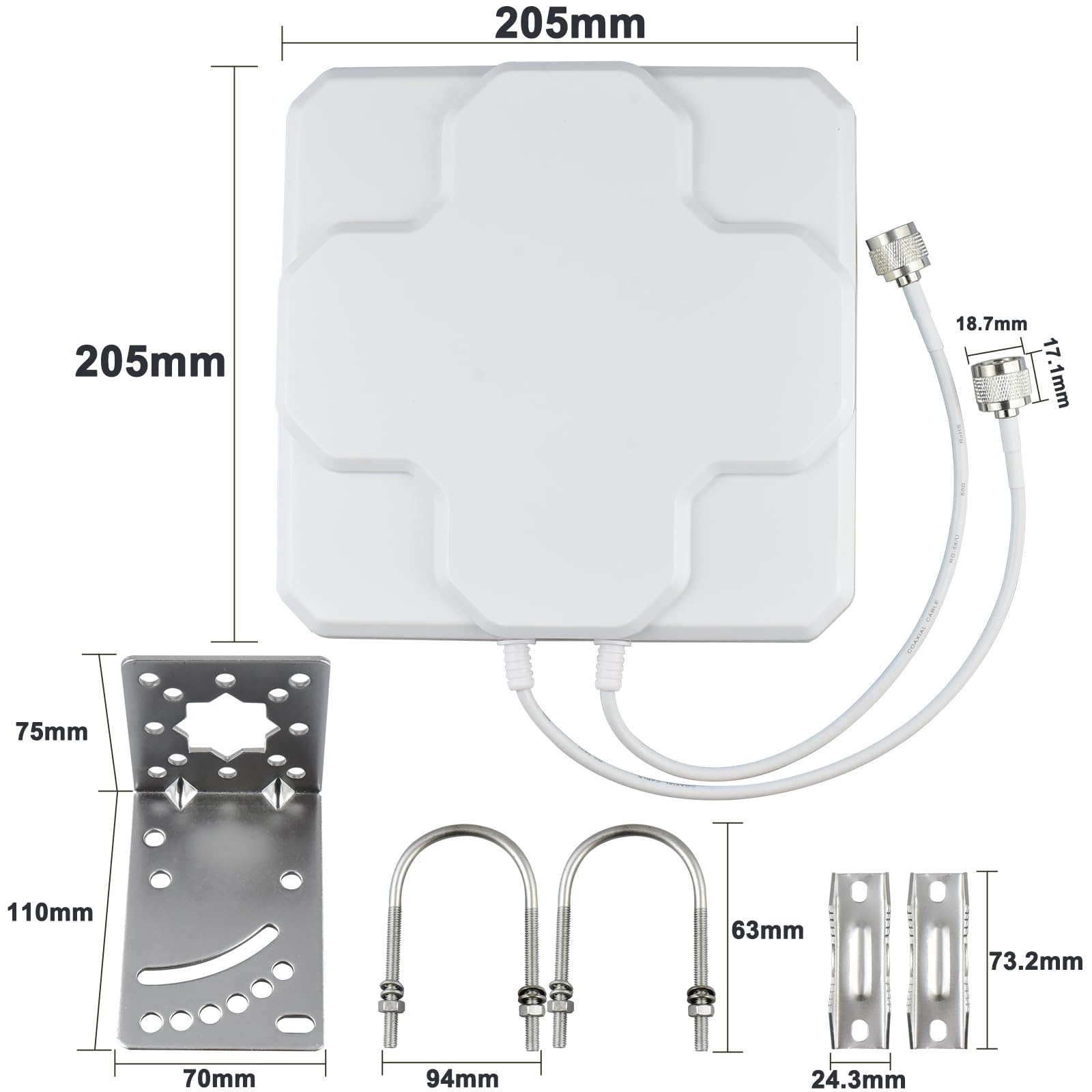Antenne extérieure 4G LTE MIMO 18dbi antenne Panneau directionnel Fixe à Gain élevé avec câble de connecteur mâle Double n