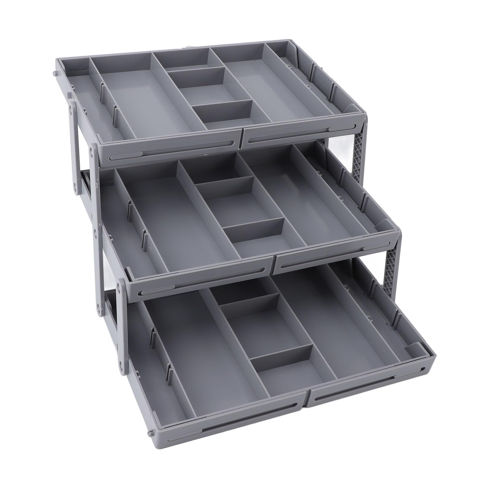 Jiawu Drawer Organizer, Multi Level Expandable Desk Organizer Tray, Collapsible Storage Trays for Jewelry and Cosmetics Storage, Versatile for Dressing Table, Bathroom (3 Layers)
