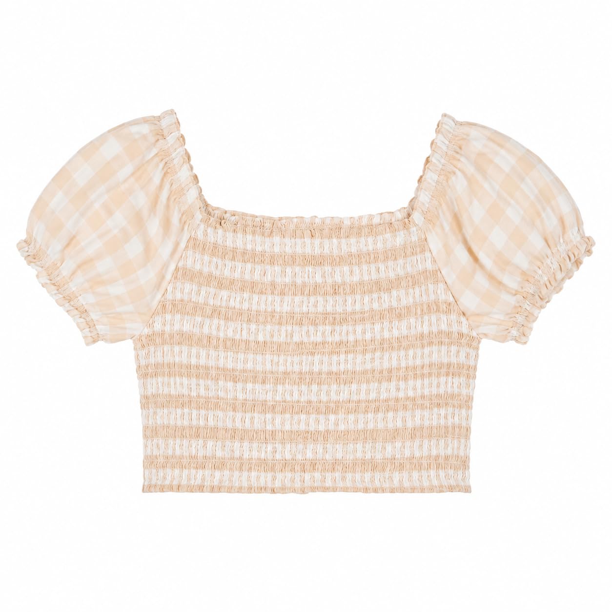 Generico Top Bambina Estivo Maniche a Palloncino in Cotone, Crop Top Casual