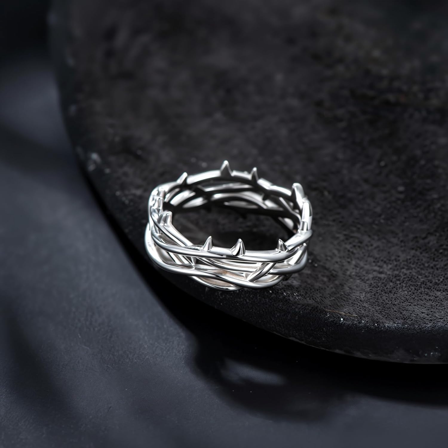 Crown of Thorns Ring 925 Sterling Silver Jesus Thorn Ring Size 8-13 for Men Women Silver