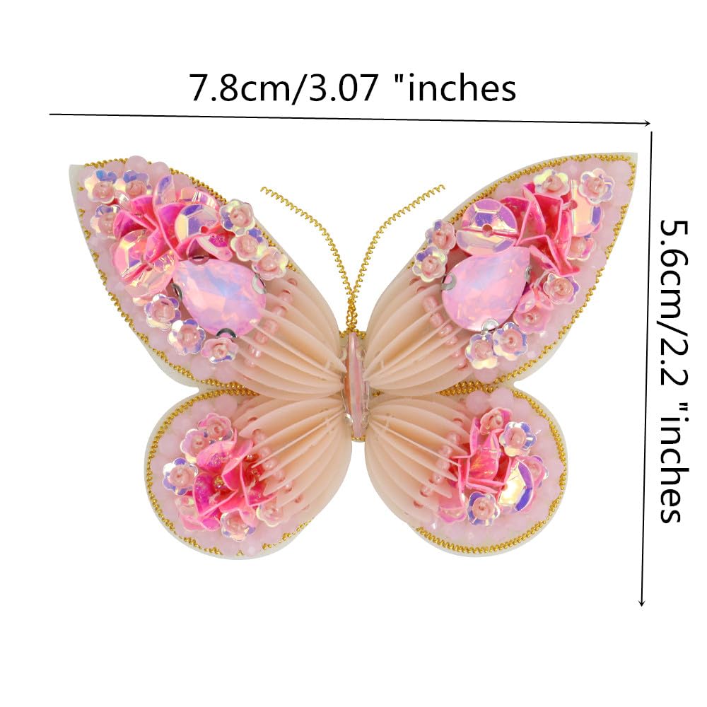 Exquisitos parches de flores y mariposas para coser, apliques de diamantes de imitación de lentejuelas para ropa, bolsos, sombreros, accesorios de bricolaje, 2 piezas (Q Mix, 16 piezas)