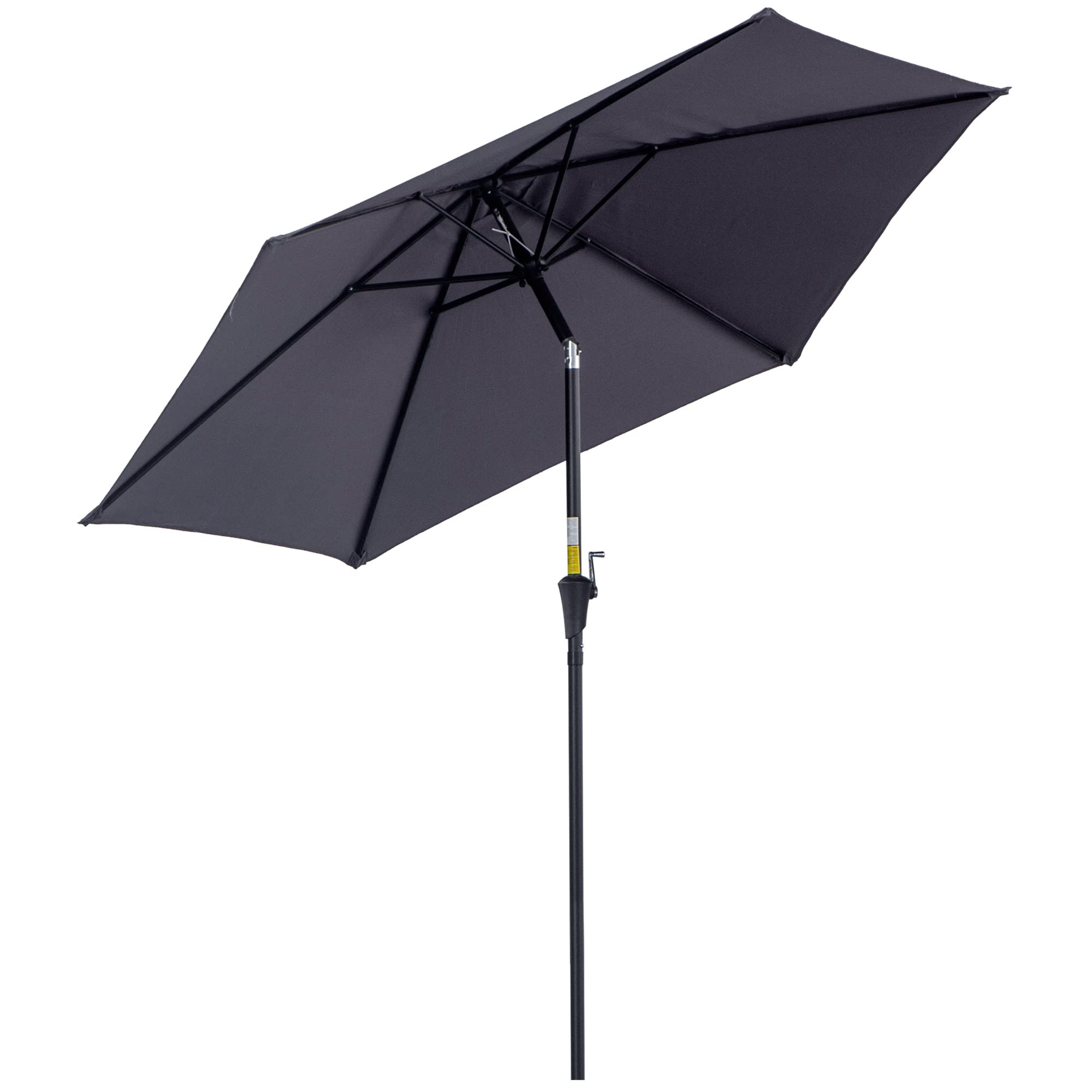 Outsunny Sombrilla para Jardín de Aluminio Ø260x235 cm Parasol de Jardín Reclinable con Manivela y 6 Varillas de Metal para Terraza Exterior Balcón Gris