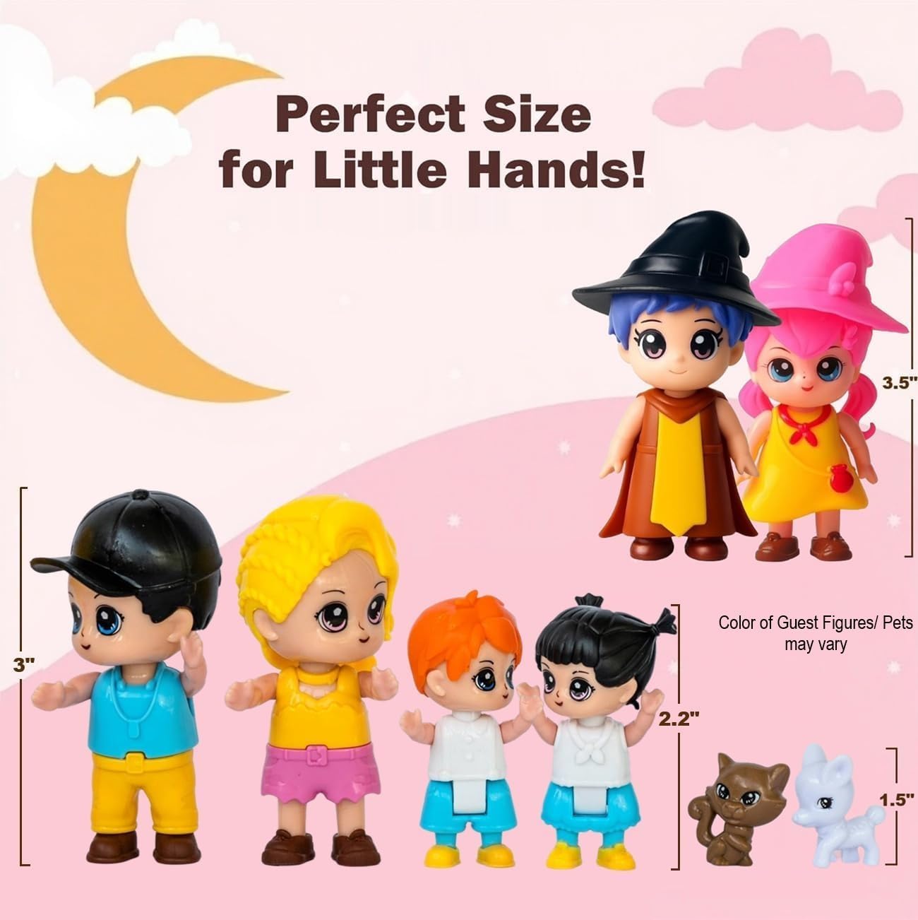 FUNERICA Dollhouse Family Figures & Pets – Poseable Family Dolls Set – Miniature Dollhouse People - Compatible Doll House Accessories for 1:12 & 1:24 Wooden & Plastic Dollhouses + Bonus Figures