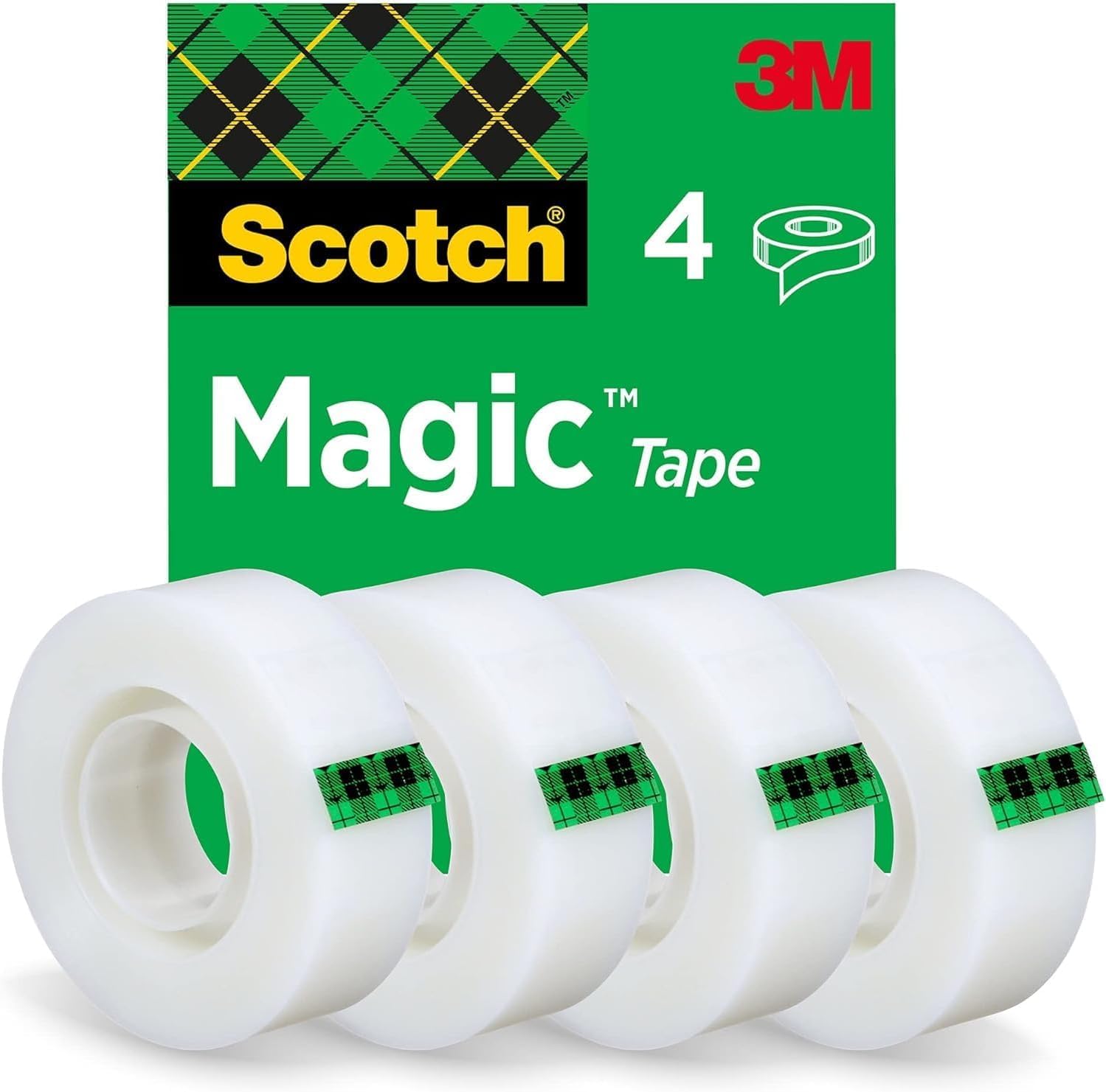 Post-it Organisateur de Bureau Argenté avec Bloc Notes Jaune Canari, 6 Blocs Post-it Super Sticky Couleurs Carnival 76x76 mm, 4 Rouleaux Ruban Scotch Magic 19 mm x 33 m – Fournitures Bureau