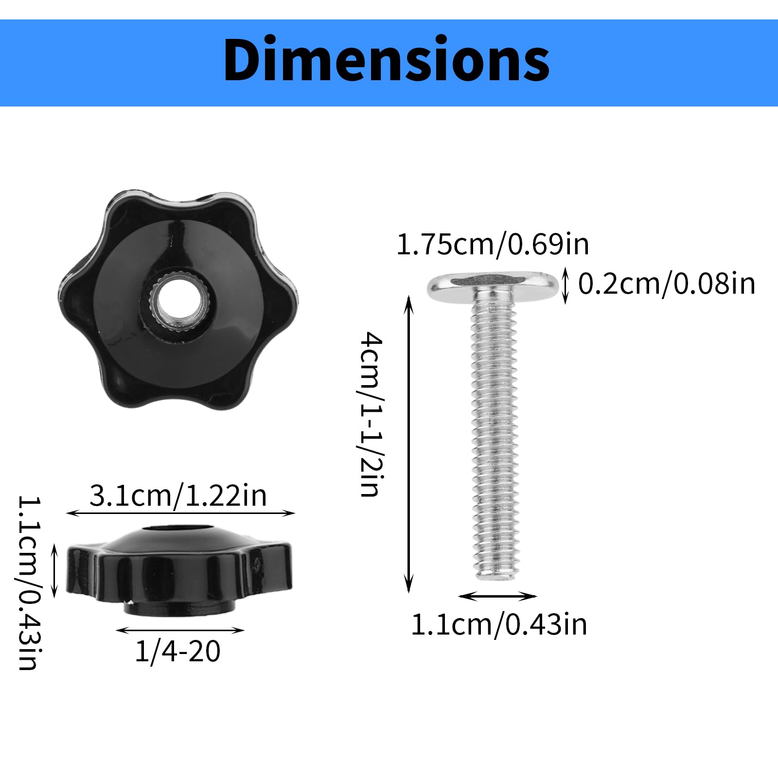 Fukaisu 10 Set 1/4-20 T-Track Knob Kit - Image 2