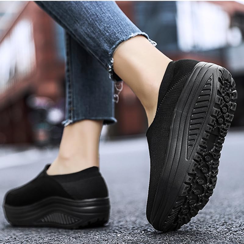 Women's Mesh Wedge Slip On Walking Shoes Comfort Orthopedic Platform Nurse Sneakers Casual Lightweight Fitness Thick Rocking Work Shoe3