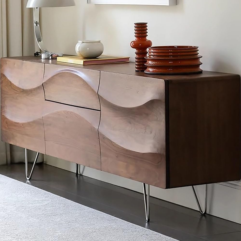 Aparador ​​210cm Consola Recibidor Retro de Madera Maciza, Alacena de Almacenaje con Cajones para Salón, Mueble Almacén Central Apto para Hoteles y Hogares​ Aparadores