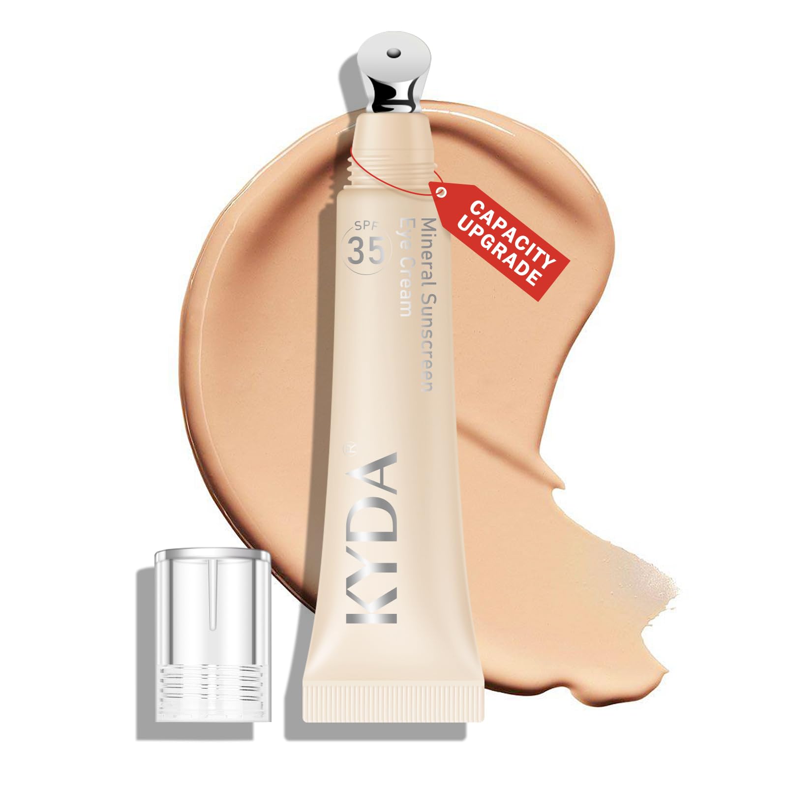 KYDA Mineral Sunscreen Eye Cream, 3-in-1 Anti-Aging Under Eye Cream Concealer for Dark Circle and Fine Lines, SPF 35, Medium