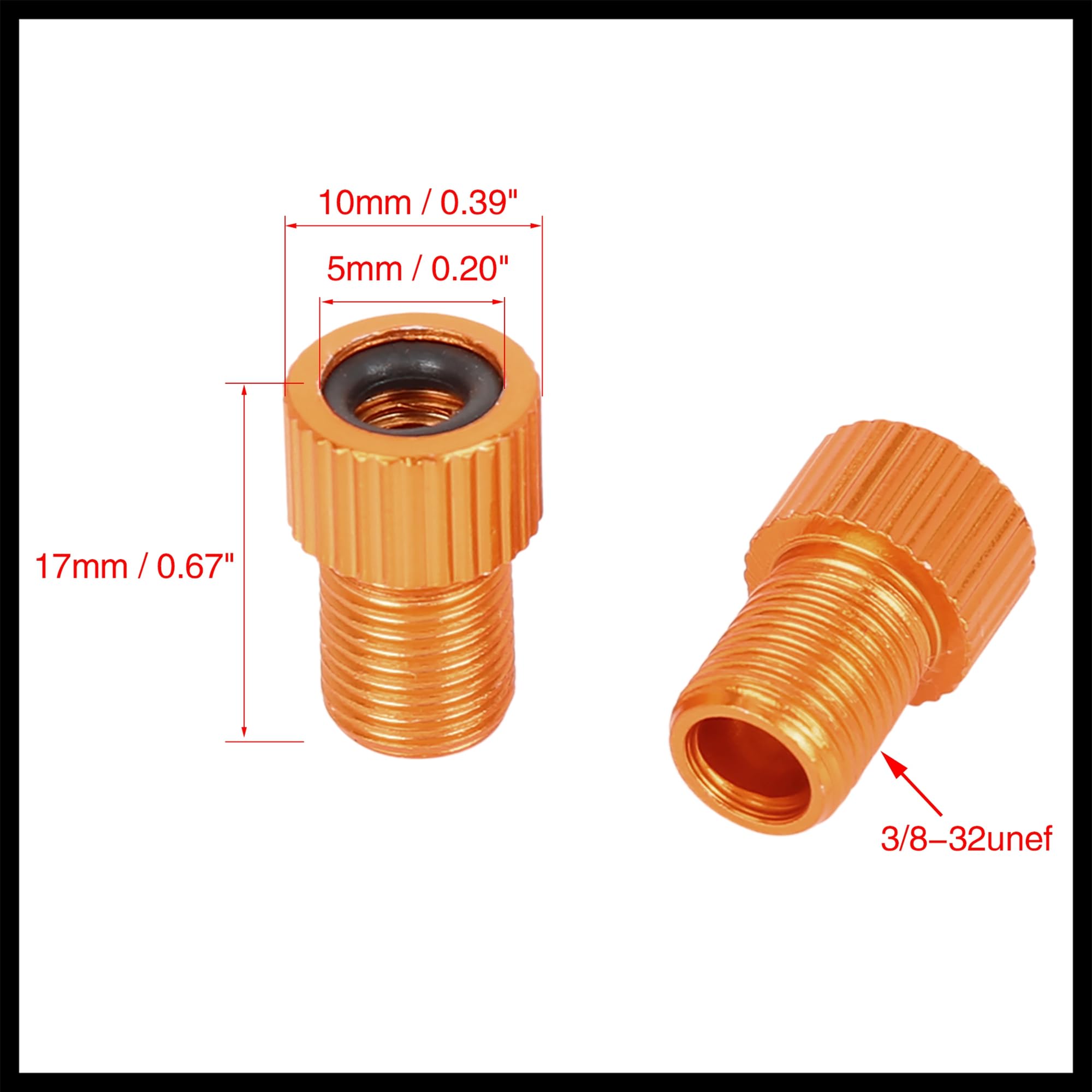 Hihaha Orange French to American Bike Valve Adapter Inflate Tire Using Standard Pump Air Compressor 4pcs Durable Material