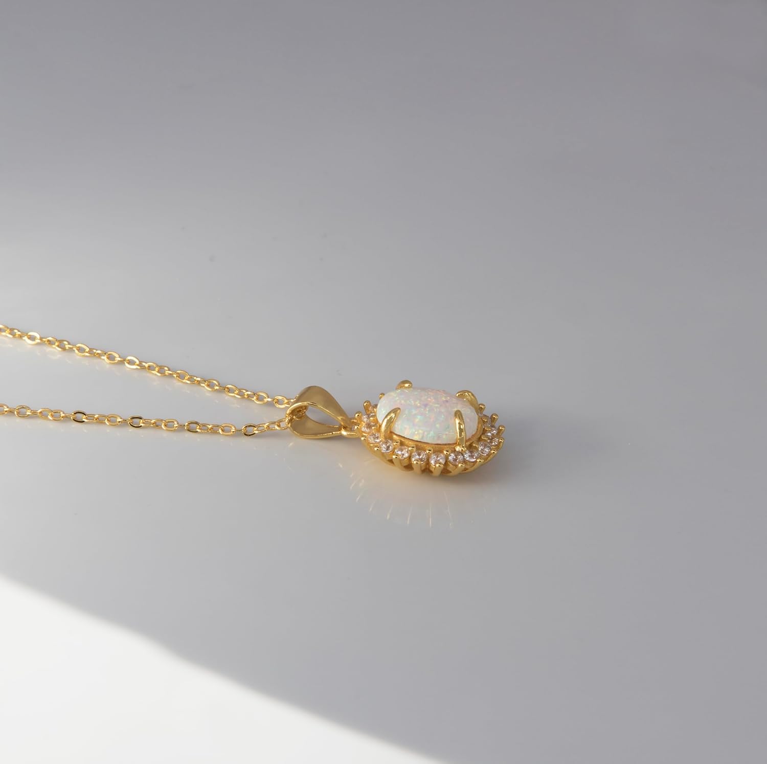 925 Sterling Silver Created Opal Necklace, 18K Gold Plated – Eternal Flame Pendant – Meaningful Gift for Her, Anniversary, Birthday, Minimalist Jewelry - Image 2