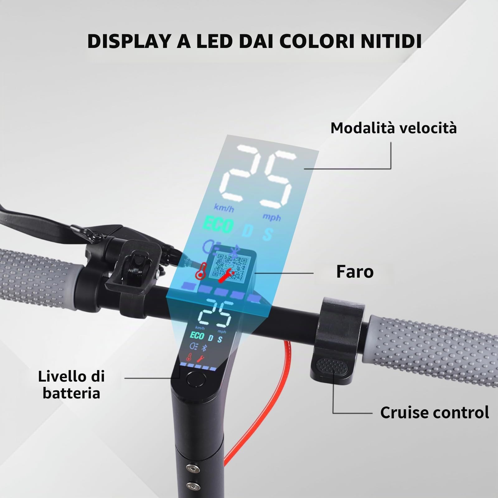 Monopattino Elettrico Adulto 350W Pieghevole, Velocità 25 km/h, Autonomia 30-35 km, Pneumatici Antiforatura 8.5", Batteria 36V 10.4Ah, Freno Elettronico + Disco, Portata 120 kg IPX5