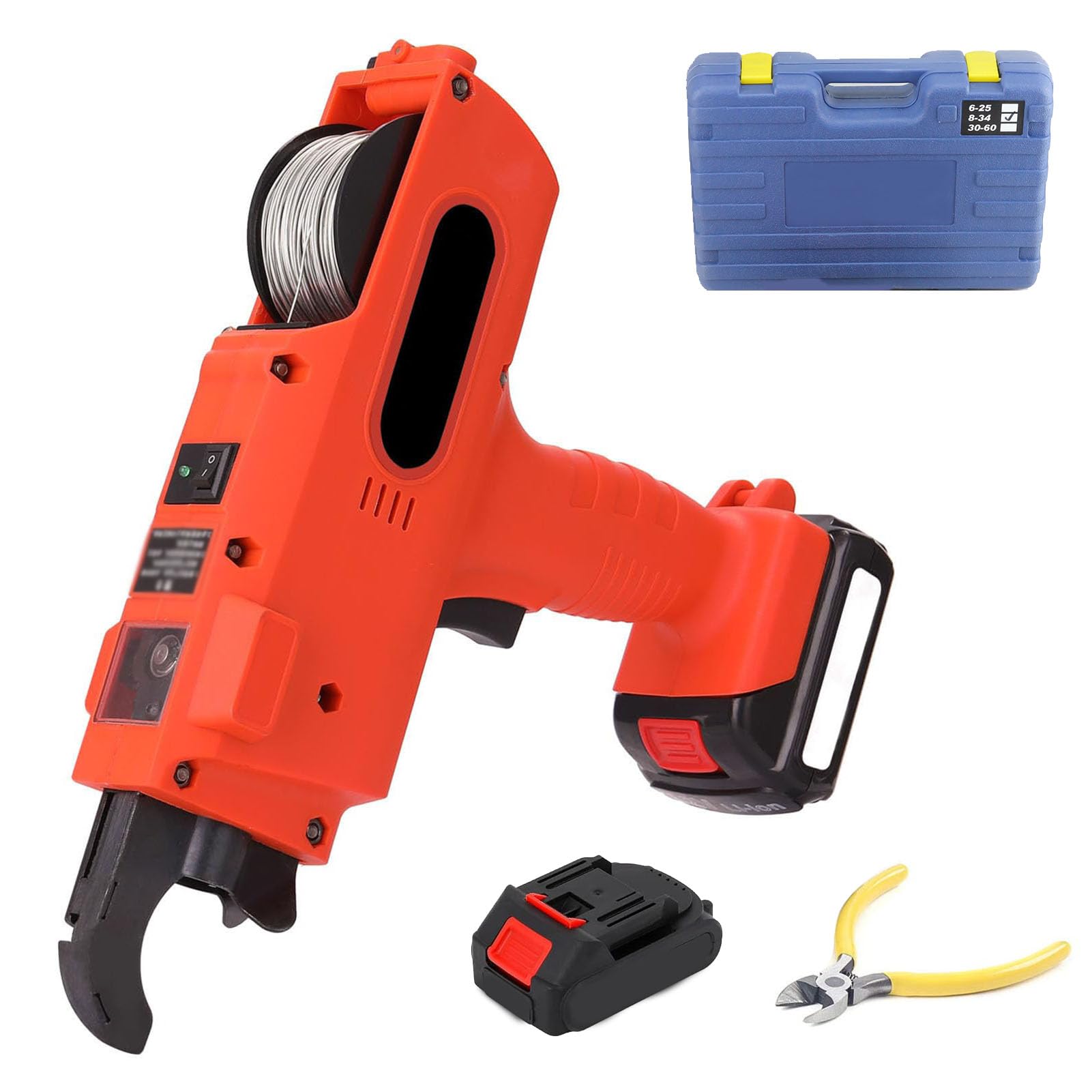 Mfydpp Automatic Rebar Tie Gun,8Mm-34Mm Tier Tying Machine,Automatic Rebar Tier Tying Machine,Electric Reinforcing Rebar Tier Gun,Steel Bar Tie Tool,With 2 Rechargeable Batteries