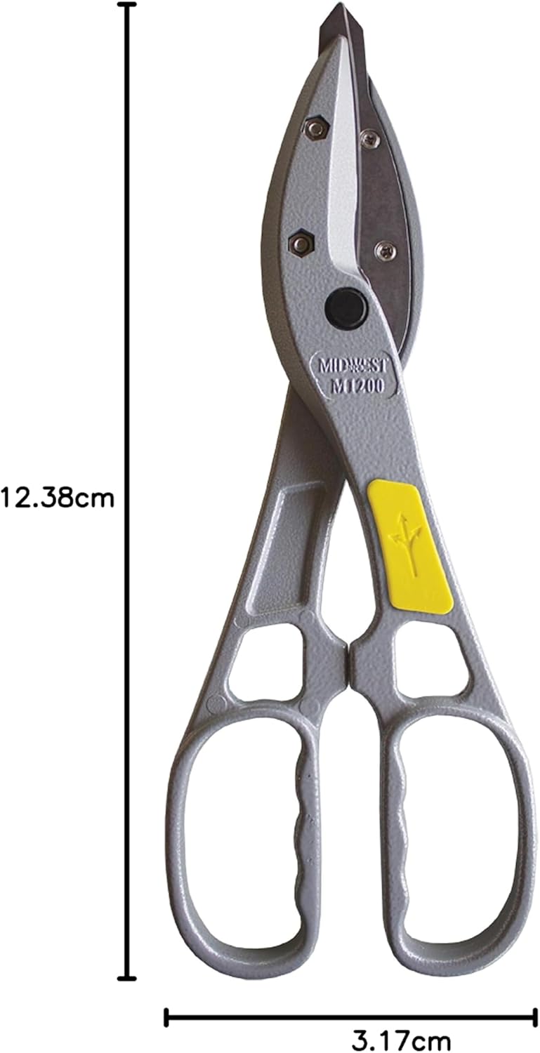 MIDWEST MagSnips Replaceable Blade Snip - Straight Cut Regular Sheet Material Cutting Shears, Made in the USA - MWT-1200
