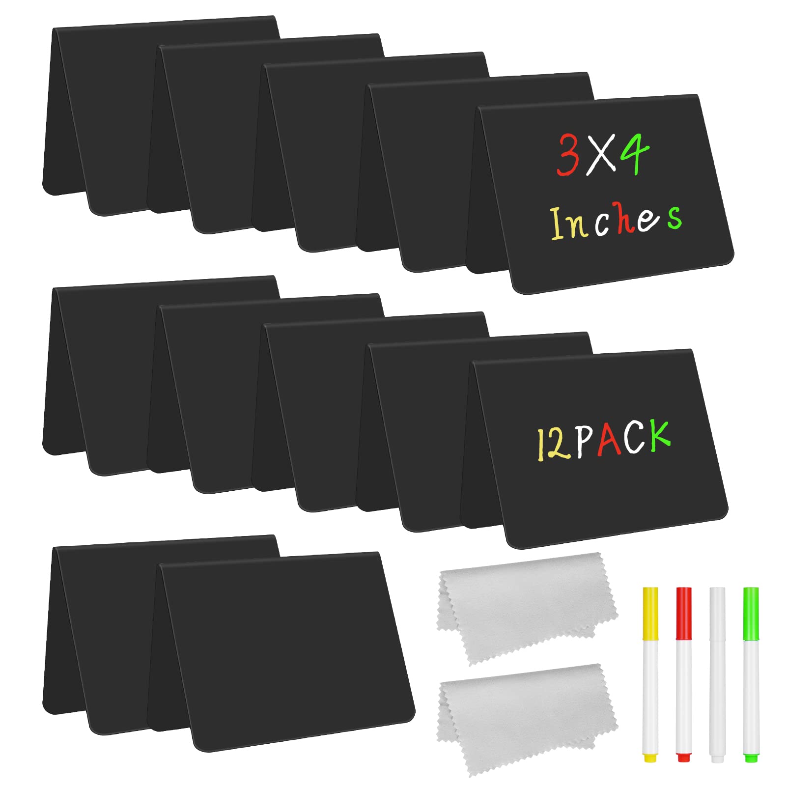 30 Mini Lavagnette Cancellabili 100x75mm - Con Pennarello E Panno, Per Eventi E Negozi