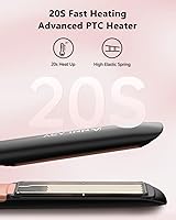 Vista 5 de Plancha de pelo de 1 pulgada y rizador 2 en 1 de titanio y cerámica iónica con voltaje dual, con silicona resistente al calor, para menos Beige