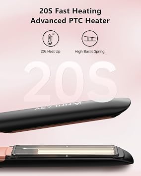 Annlary Hair Straightener 1 Inch Flat Iron and Curler 2 in 1 Titanium Ceramic Ionic Dual Voltage Straightener with Heat-Resistant Silicone, for Less Frizz, Shinier & Smoother